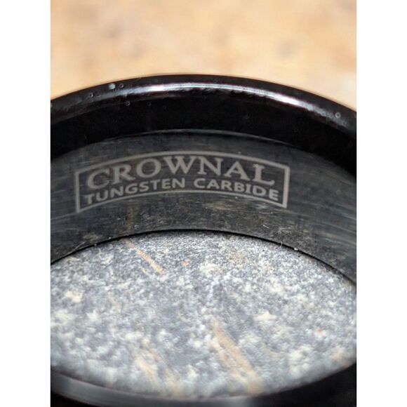 Crownal Tungsten Carbide Ring – Black Polished Finish – Size 11.5–12 –Men’s Band - Picture 3 of 3